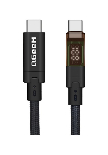 Qgeem Qg04 Dijital Led Göstergeli Type-c To Type-c Pd 40g 8k 60hz Data Kablosu 240w 1m Siyah