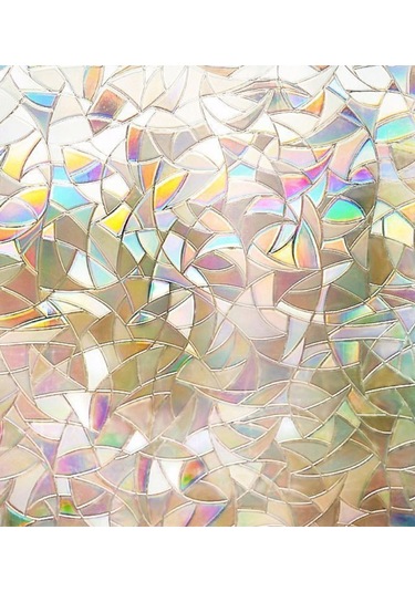 Dianziye 3d Desenli Statik Cam Filmi - Gizlilik Sağlar, Güneş Işığını Filtreler, Renkli Görsel Etki Oluşturur 45x200/300cm Seçenekli Beyaz