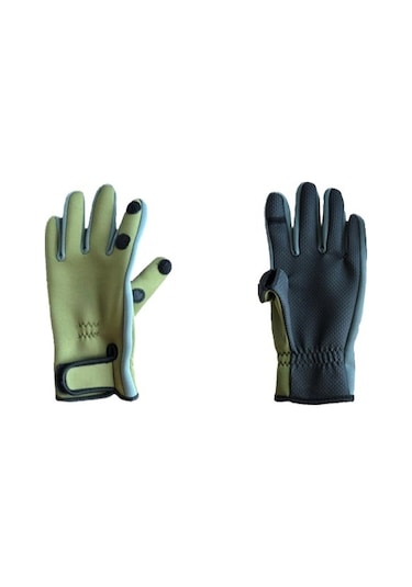 Jzcat Spor Bisiklet Eldivenleri Kış Sıcak Eldivenler Kamuflaj Kaymaz Aşınmaya Dayanıklı -1 Yeşil