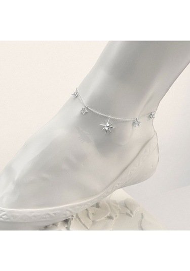 İndigo Takı Kutup Yıldızı Tek Taş Beyaz Gümüş Halhal Çok Renkli