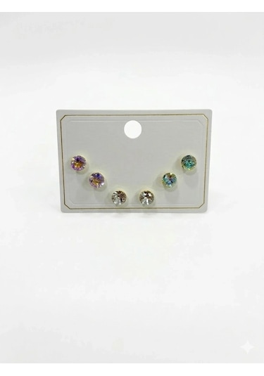 Tektaş Çok Renkli Altılı Küpe