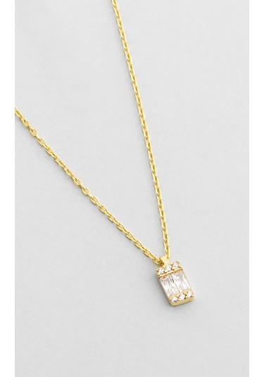 So Chic Işıltılı Baget 18 Ayar Sarı Altın Kaplama 45 Cm Gümüş Kolye Sarı