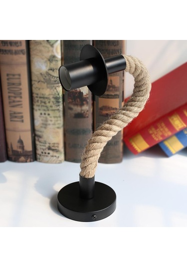 Retro Kenevir Halat Endüstriyel Loft Duvar Lambası Eski Dekor Duvar Aydınlatma Armatürleri Oturma Odası İçin Kapalı Aplikler Aydınlatma Dekoratif Siyah