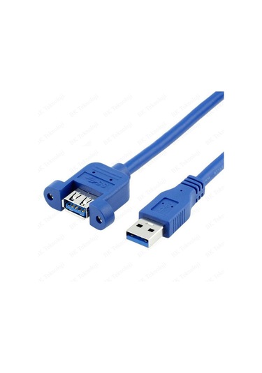 Panel Tipi Vidalı USB 3.0 Dişi-Erkek Uzatma Kablosu - 1Metre