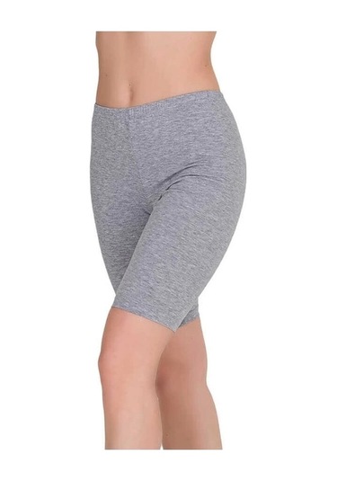 Bayan Kısa Tayt 2218 Gri Melanj