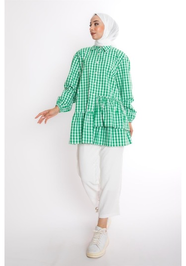 Ekose Yeşil Tunik Çok Renkli