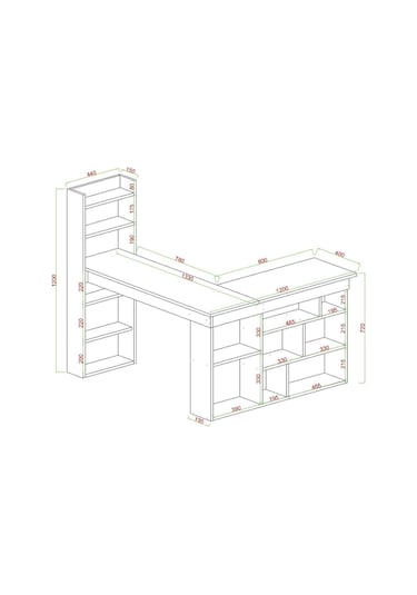 Venedik 13 Raflı Çalışma Masası, Antrasit