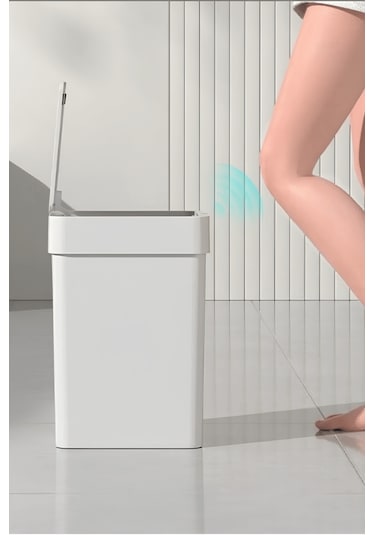 Sensörlü Otomatik Slim Çöp Kovası 9 Litre Plastik Beyaz Yerli Üretim Beyaz