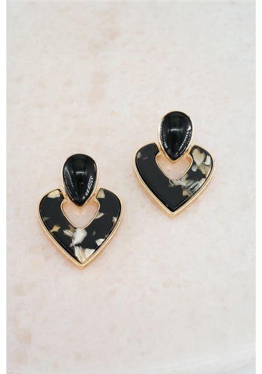 Kadın Vip Seri Sedefli Kalp Model Mineli Küpe Seti