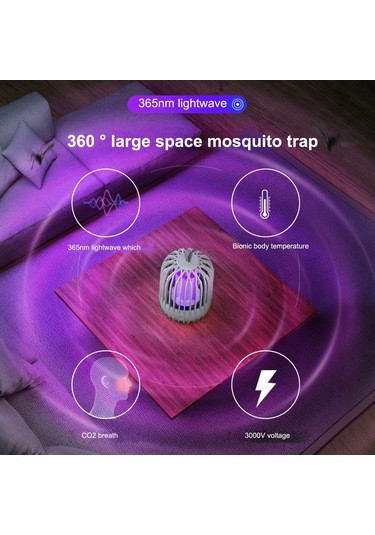 Dianziye 1200mah Pil Li-ionlu Mor Evcil Kovucu Işığı - 365nm Mor Işık, Turbo Süpürme Ve Yüksek Gerilimle Komarları Yok Et