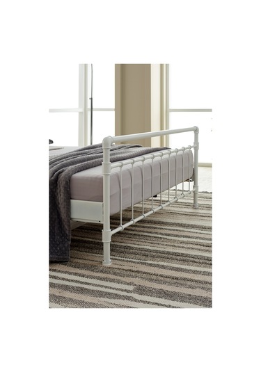 Odin Çift Kişilik Metal Karyola-beyaz Ahşap Latalı