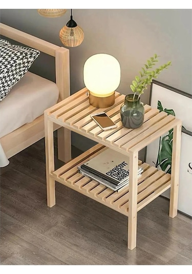Ahşap Komodin Yatak Odası Yan Sehpa Çok Amaçlı Ayaklı Raf - M1000
