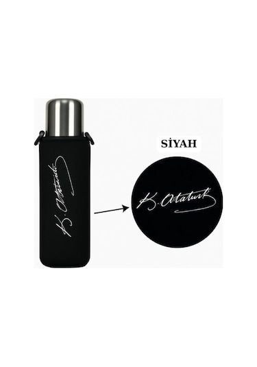 Klasik Kulpsuz 1.0 Lt. İle Uyumlu Omuz Askılı Termos Kılıfı Siyah