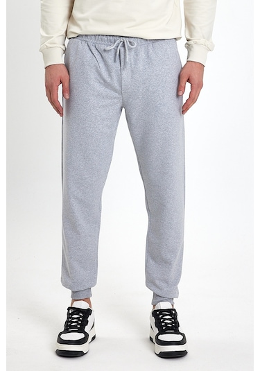 Erkek Eşofman Altı Cepli Standart Fit Rahat Kalıp Gri