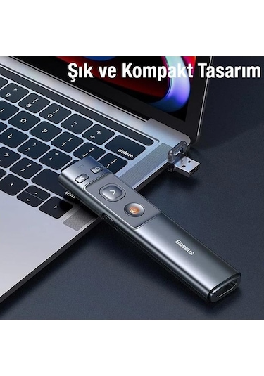 Baseus Pilli Kırmızı Lazerli Sunum Kumandası