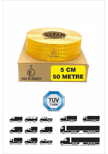 Reflektif Reflektiv Şerit Bant Reflektör 50 Metre Tüvtürk Uyumlu (548480198)