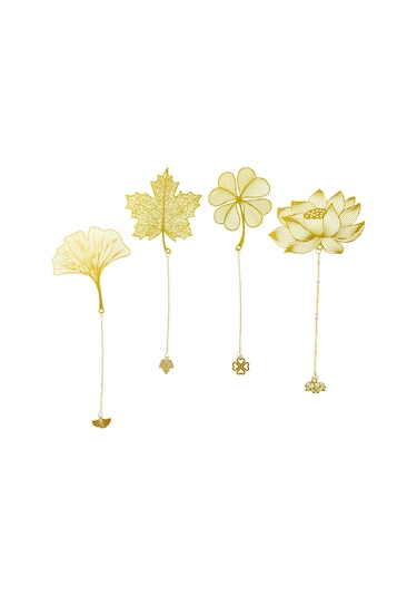 Adet Zincirli Metal Ayraç, Lotus Ginkgo Yapraklı Ayraç