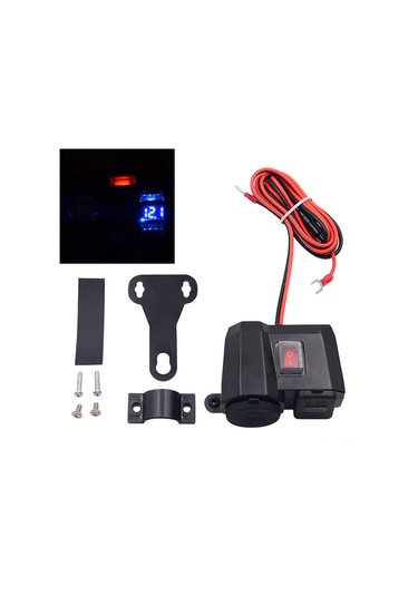 Yunboo Motosiklet Usb Şarj Cihazı, Dijital Voltmetre Ve Sigara Ateşleyici, 3'ü 1 Arada, 2.1a Çift Usb, Su Geçirmez Kapaklar