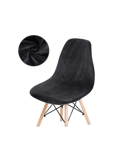 Kömür 1 /2 /4 /6 Parça Kadife Düz Sandalye Kılıfları Kolsuz Kabuk Sandalye Kılıfı Düğün Yemek Odası Ofis Ziyafet Otel 1 Parça Kömür