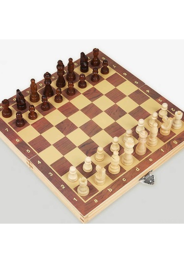 Ruicoo Taşınabilir Katlanır Ahşap Satranç Takımı - Dayanıklı Ve Renkli Tasarım, 29x29 Cm