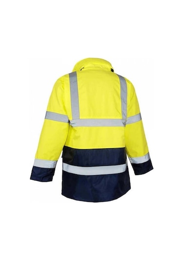 Reflektörlü 300d Oxford Çift Renk Parka Yağmurluk Sarı Sarı