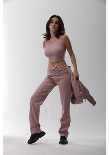 Kaşkorse Pudra Fitilli Eşofman Altı Pudra