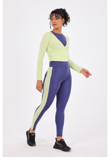 Scorp Equinox Kadın Spor Atlet Uzun Tayt Bluz 3lü Takım Saks STANDART