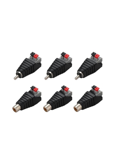 6'lı Paket Rca Kablosu Subwoofer Hoparlör Rca Erkek/dişi Av Phono Hoparlör 2 Vida Terminali Video Ses Yay Basınç Tipi Balun Cctv İçin