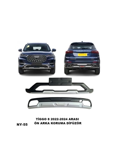Chery Tiggo 8 Ön Ve Arka Tampon Koruma Difüzör Tiggo 8 Pro 2022-2024 Arası Ön Arka Difüzör
