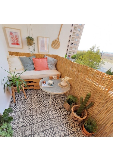 70 Cm X 7 Metre Doğal Kamış Hasır Bahçe Çiti Bambu Çit Balkon Çiti