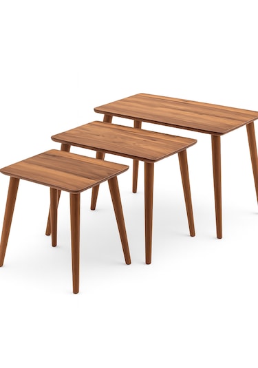 İstanbul 3'lü Zigon Sehpa %100 Mdf Ceviz/urartu