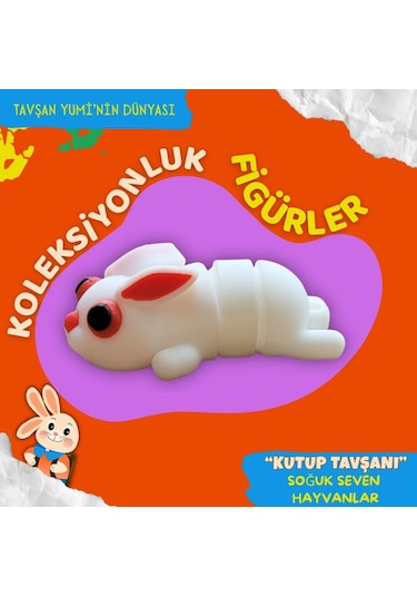 Tavşan Yumi Soğuk Seven Hayvanlar Koleksiyonu - 4 Parça 5-7 Cm Hareketli Oyuncaklar Ve Bilgilendirici Kartlat "