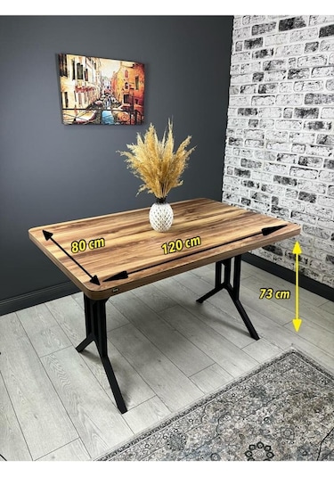 Sultan Kemençe Mutfak Yemek Masası Balkon Masası Kavisli Köşe Metal Siyah Ayak 120 80 Cm