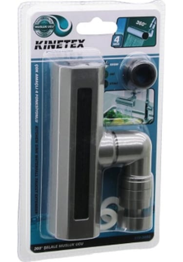 Antrasit Gri Geniş - Şelale 4 Fonksiyonlu 360 Derece Oynar Başlık Perlatör Musluk Ucu Ktx-3288 5