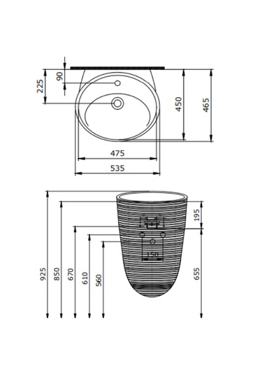 Bocchı 1655-001-0126 Strata Asma Monoblok Lavabo Parlak Beyaz
