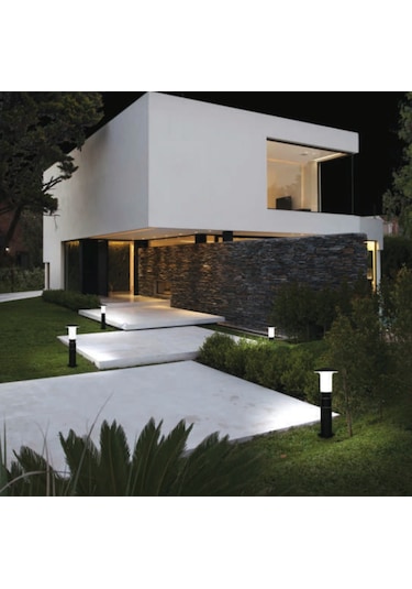 Mantar 41 Cm 9w Beyaz Led Ampullü Takım Bahçe Ve Yol Aydınlatma Siyah