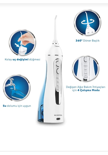 Kumtel Caremi Şarjlı Taşınabilir 3 Başlıklı Diş Ve Ağız Duşu