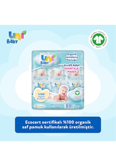 Uni Baby Bebek Temizleme Pamuğu 6 x 60'lı