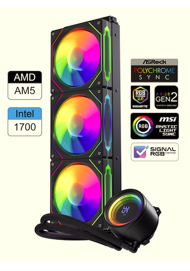 Gametech Hydra Siyah Ahd360mm Isı Dereceli Argb Sıvı Soğutma