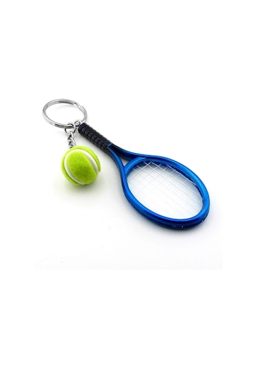 Lacivert Tenis Raketi Ve Topu Pvc Anahtarlık Kc766