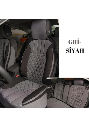 Fiat Freemont Lüks Oto Koltuk Minderi Ön Arka 5'li Takım Gri Siyah Fs