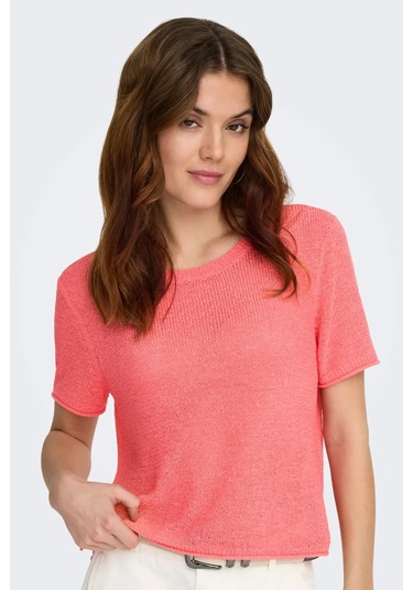Only Kadın Onlsunny Kısa Kollu Triko Bluz 15254282 Sugar Coral Sugar Coral
