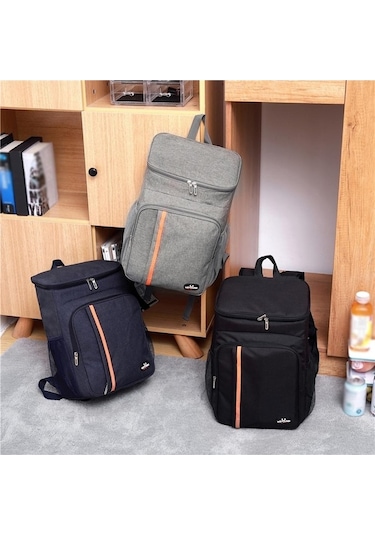 Fastbuy Gri 18l Sızdırmaz Yemek Sırt Çantası - Termal Piknik Çantası Gri