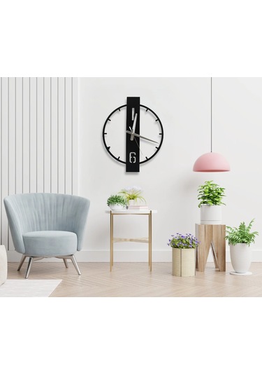 Elektrostatik Boyalı Metal Duvar Saati Sessiz Saat Mekanizması Siyah