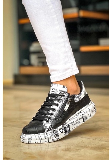 Bağcıklı Crocodile Siyah Gazete Günlük Erkek Ayakkabısı Siyah3 Siyah