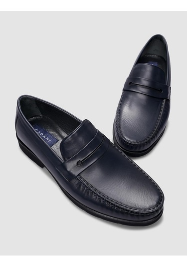 %100 Hakiki Deri Lacivert Bağcıksız Erkek Günlük Ayakkabı-lacivert Lacivert