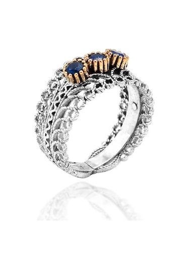 Safir Taşlı Telkari Gümüş Yüzük - 512675217