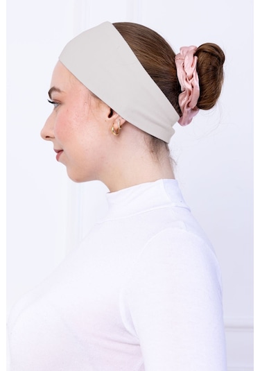 Kaymayan Silikonlu Bandana Bone - Sportif Saç Bandı-açık Bej Açık Bej