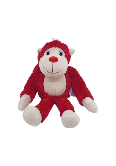 Peluş Maymun 40 Cm - Yumuşak Peluş - G5501 - Kırmızı