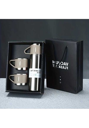 Trendooze Sunshine022 Gümüş Termos Seti, 169 Oz, Paslanmaz Çelik, Sıcak-soguk İçecek Saklama Gümüş